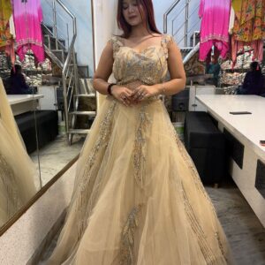 Golden Handwork Lehenga – Crop Top Skirt Set